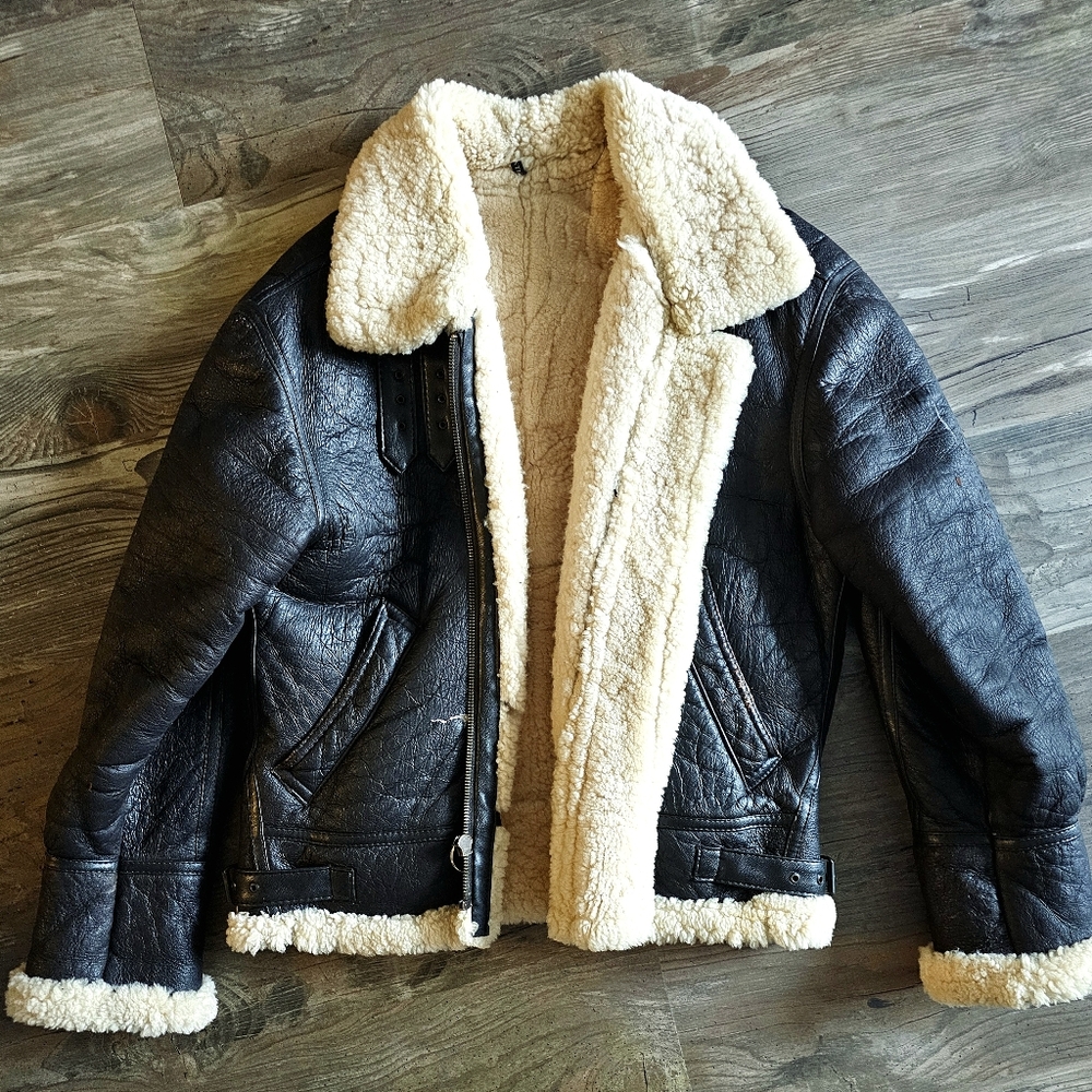 Black Shearling Leather Jacket